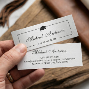 D'appel Carte de nom de la graduation Silver Metallic Look