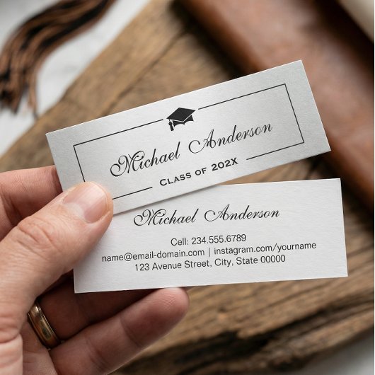 D'appel Carte de nom de la graduation Silver Metallic Look