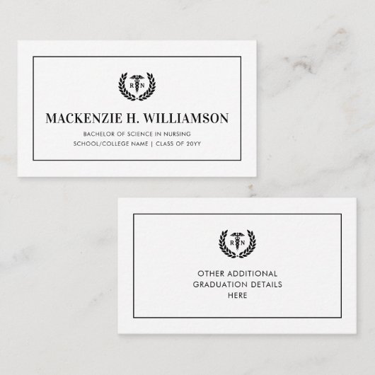 D'appel Carte de nom de l'école de soins infirmiers de la  (Devant / Derrière)