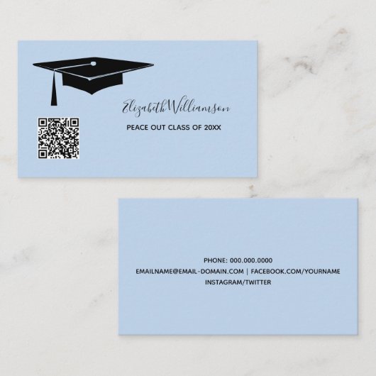 D'appel Carte de nom de remise de diplôme avec QR Code ins (Devant / Derrière)