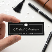 D'appel Carte de nom de remise de diplôme - Élégant noir e