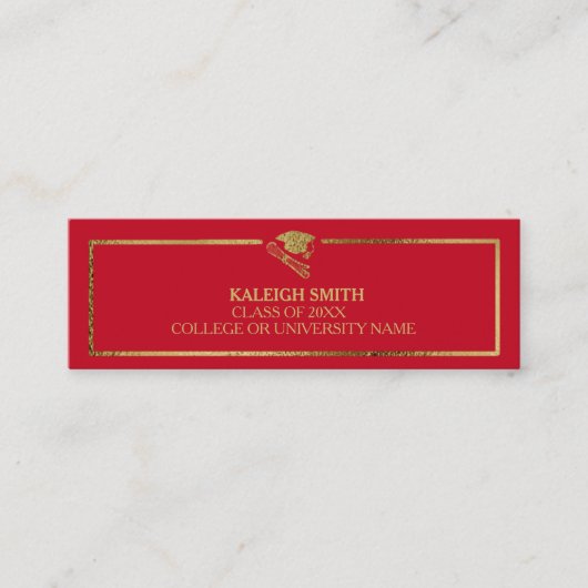D'appel Carte de nom d'insertion de diplôme Red Gold perso (Devant)