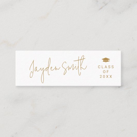 D'appel Carte de nom Gold Simple Modern Script Graduate (Devant)
