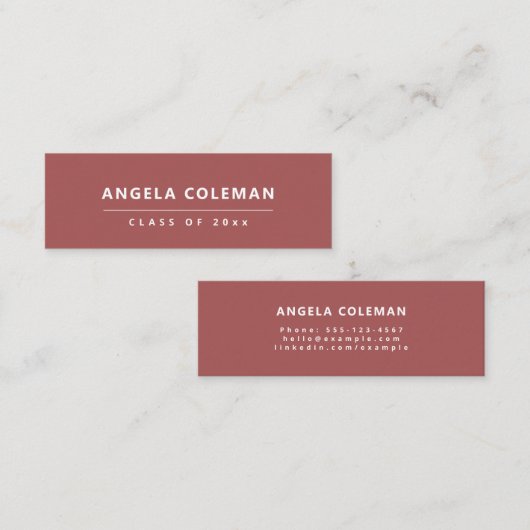 D'appel Carte de nom minimaliste moderne Red Graduation (Devant / Derrière)