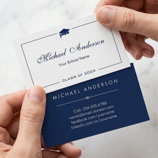 D'appel Carte de nom Simple Clean Black and White Graduati