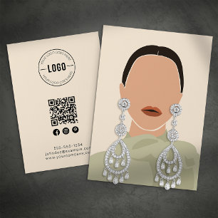 D'appel Carte de présentation de bijoux crème minimaliste
