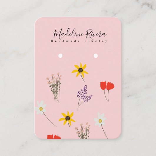 D'appel Carte de Présentation de Boucles d'Oreilles Fleur (Devant)
