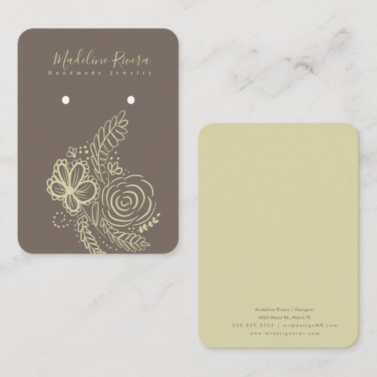 D'appel Carte de présentation pour boucles d'oreilles flor (Devant / Derrière)