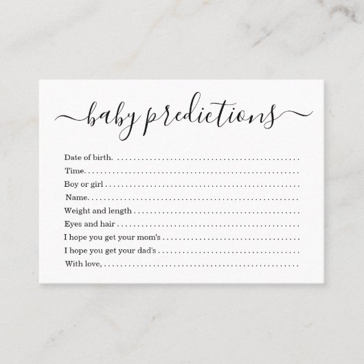 D'appel Carte de prévision de bébé pour le baby shower - (Devant)