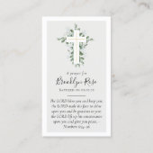 D'appel Carte de prière Baptême photo Croix Eucalyptus (Dos)