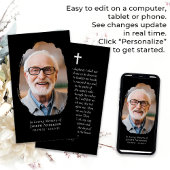 D'appel Carte de prière commémorative Black Photo Cross