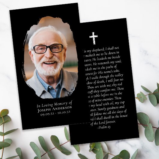 D'appel Carte de prière commémorative Black Photo Cross