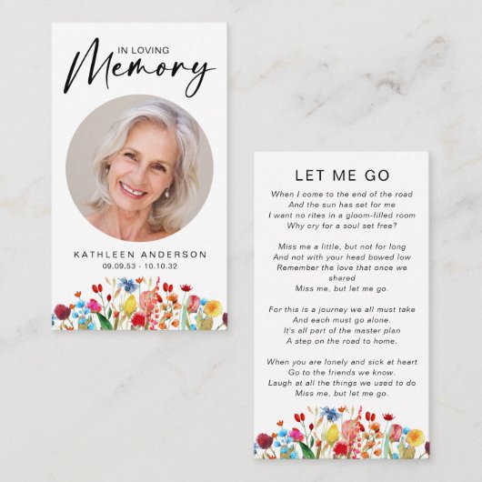 D'appel Carte de prière commémorative | Dans Love Mémoire (Devant / Derrière)