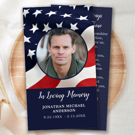 D'appel Carte de prière commémorative Drapeau américain An