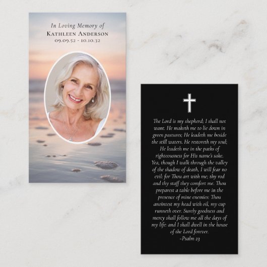 D'appel Carte de prière commémorative du coucher de soleil (Devant / Derrière)