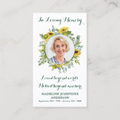 D'appel Carte de prière commémorative Sunflower Eucalyptus (Devant)