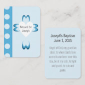 D'appel Carte de prière de baptême bleue pour garçons (Devant / Derrière)