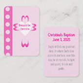 D'appel Carte de prière de baptême rose pour filles (Devant / Derrière)