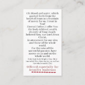 D'appel Carte de prière divine Chaplet personnalisable (Dos)