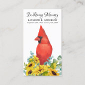 D'appel Carte de prière funéraire commémorative Cardinal S (Devant)