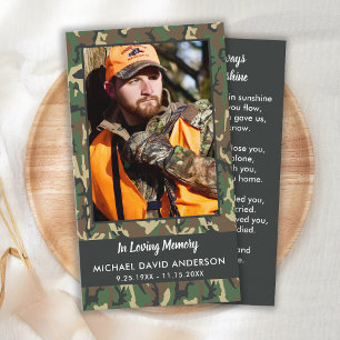 D'appel Carte de prière funéraire du Camo Memorial Hunter