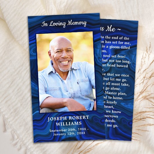 D'appel Carte de prière funéraire en marbre bleu Photo