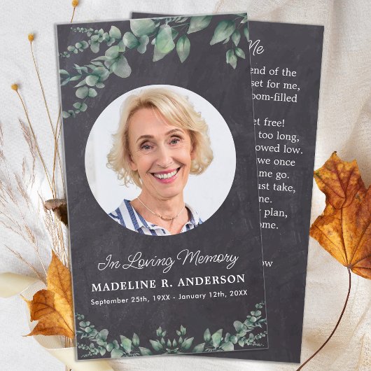 D'appel Carte de prière funéraire Eucalyptus