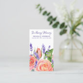 D'appel Carte de prière funéraire mémorial Lavender Peach  (Debout devant)