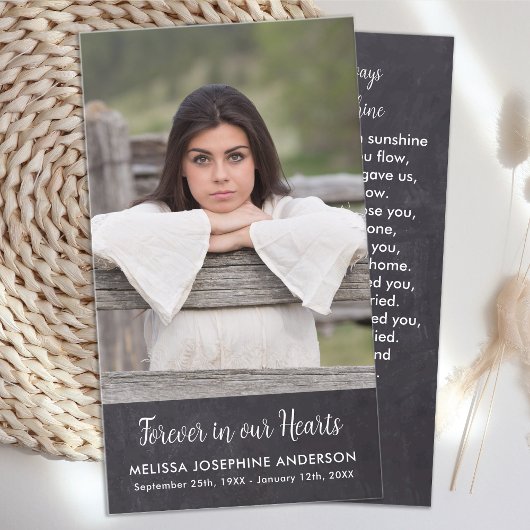 D'appel Carte de prière funéraire Memorial Rustic Photo