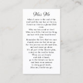 D'appel Carte de prière funéraire Poème commémoratif Oisea (Dos)