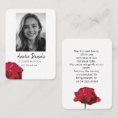 D'appel Carte de prière funéraire Rose Rouge (Devant / Derrière)