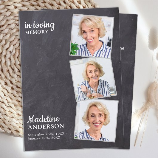 D'appel Carte de prière funéraire Rustique 3 Photo Ardoise