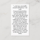 D'appel Carte de prière mère tristesse (Dos)