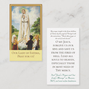 D'appel Carte de prière personnalisable Notre-Dame de Fati