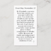 D'appel Carte de prière personnalisable St. Elizabeth de H (Dos)