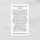 D'appel Carte de prière personnalisable St. Luke l'évangél (Dos)