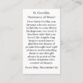 D'appel Carte de prière personnalisée Saint Cecielia (Dos)