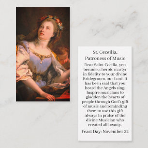D'appel Carte de prière personnalisée Saint Cecielia