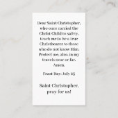 D'appel Carte de prière personnalisée Saint Christopher (Dos)