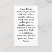 D'appel Carte de prière personnalisée Saint Nicolas (Dos)