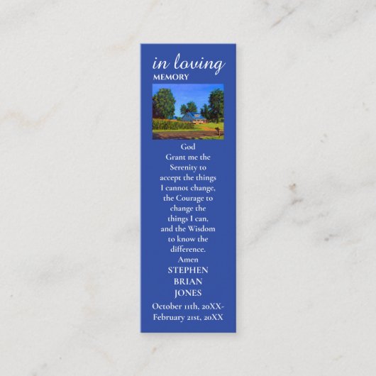 D'appel Carte de prière photo Sympathy Souvenir (Devant)