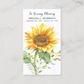 D'appel Carte de prière pour les funérailles florales du t (Devant)