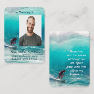D'appel Carte de prière souvenir vague surfeur eau