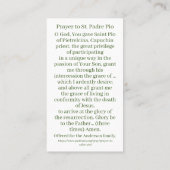 D'appel Carte de prière St Padre Pio (Dos)