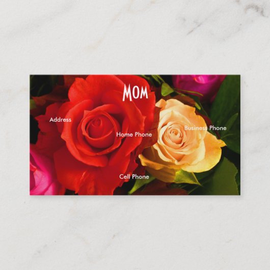D'appel Carte de profil Maman Rouge Jaune Roses (Devant)