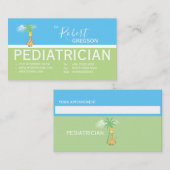 D'appel Carte de rendez-vous pour pédiatre de Cute Giraffe (Devant / Derrière)