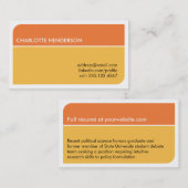D'appel Carte de reprise de l'emploi des étudiants intelli (Devant / Derrière)