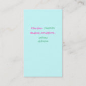 D'appel Carte de sécurité de l'enfant (Dos)