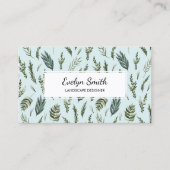 D'appel Carte de visite à motif botanique de feuilles vert (Devant)