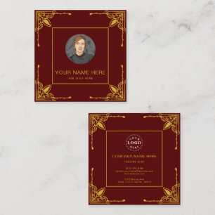 D'appel Carte de visite bordeaux avec dorure métallique